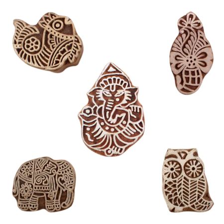 Set of 5 Piece New Mix Wooden Printing Blocks